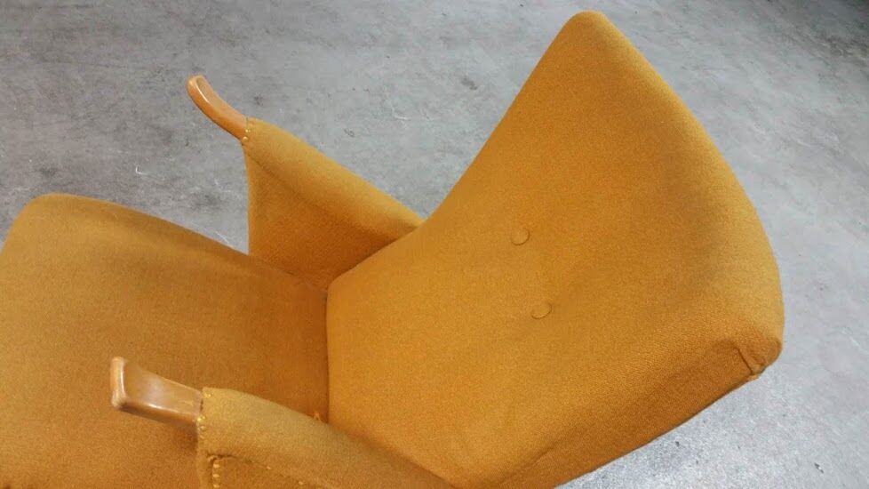 50s 60s Danish armchair has ears golden