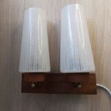 Wall lamp in teak wood and glass