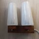 Wall lamp in teak wood and glass