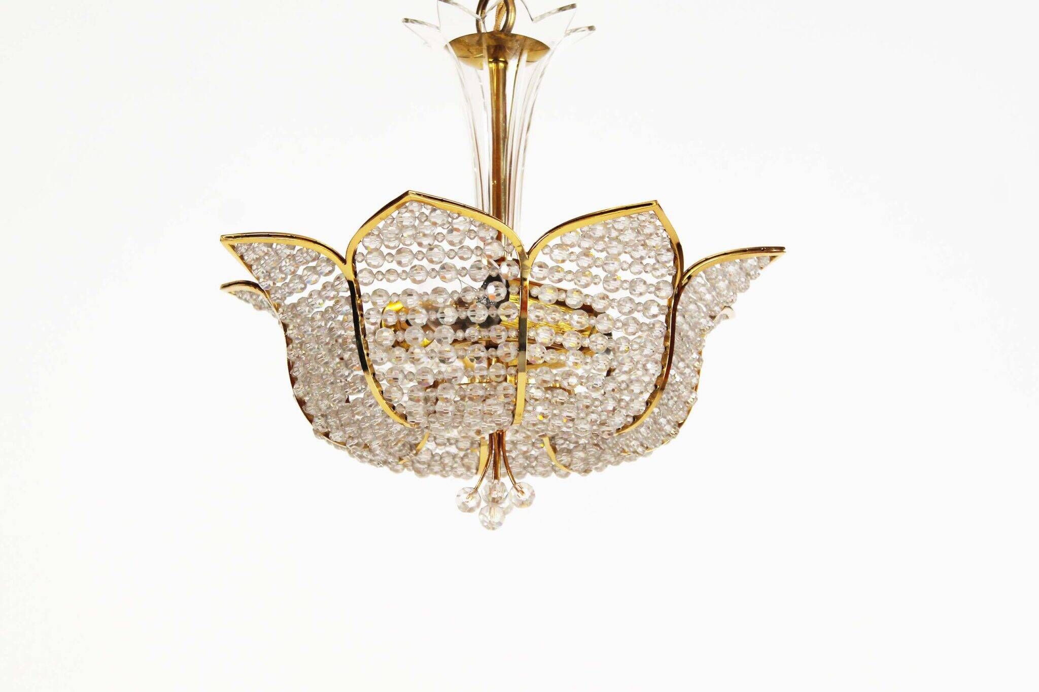 Medium sized crystal glass ‘Tole’ chandelier light by Palwa, Germany 1970’s