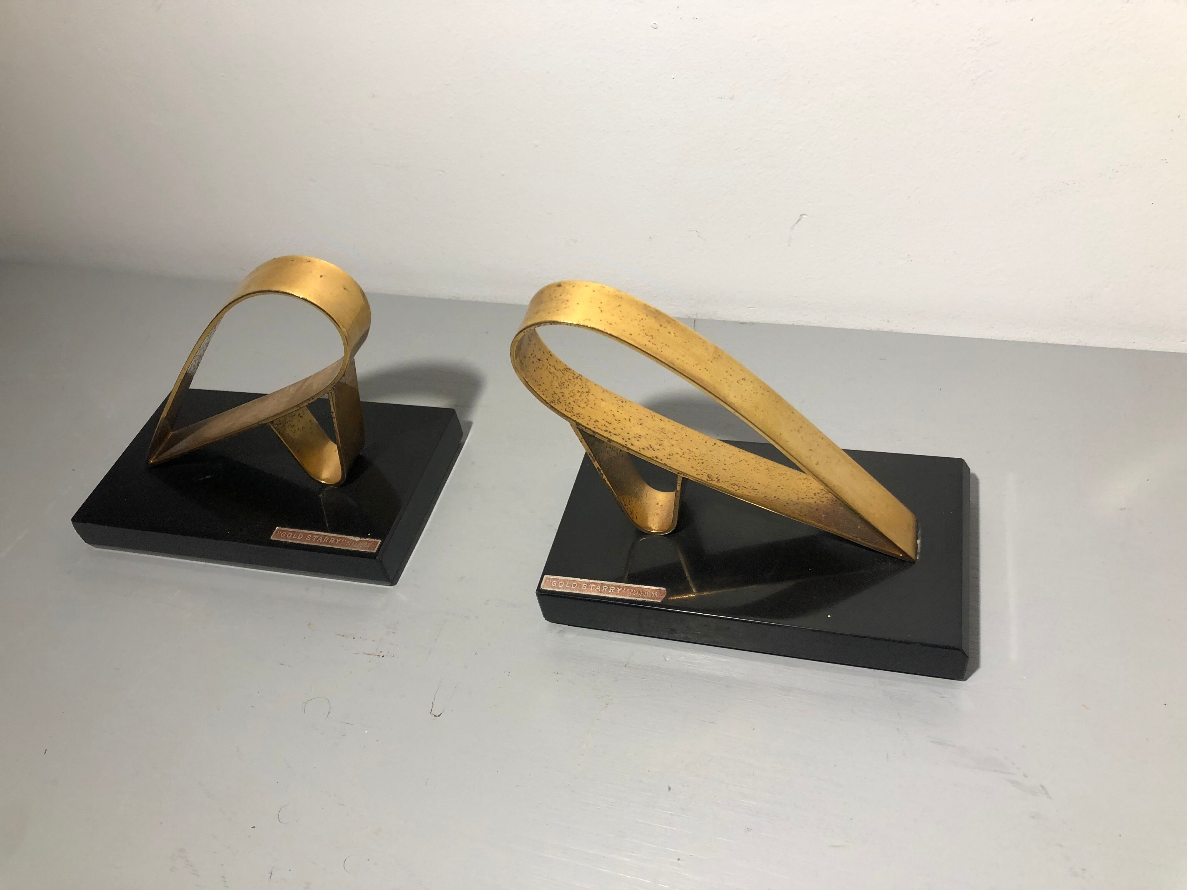 Pair of greenhouses vintage books in gold metal gold starry 1950s/1960s