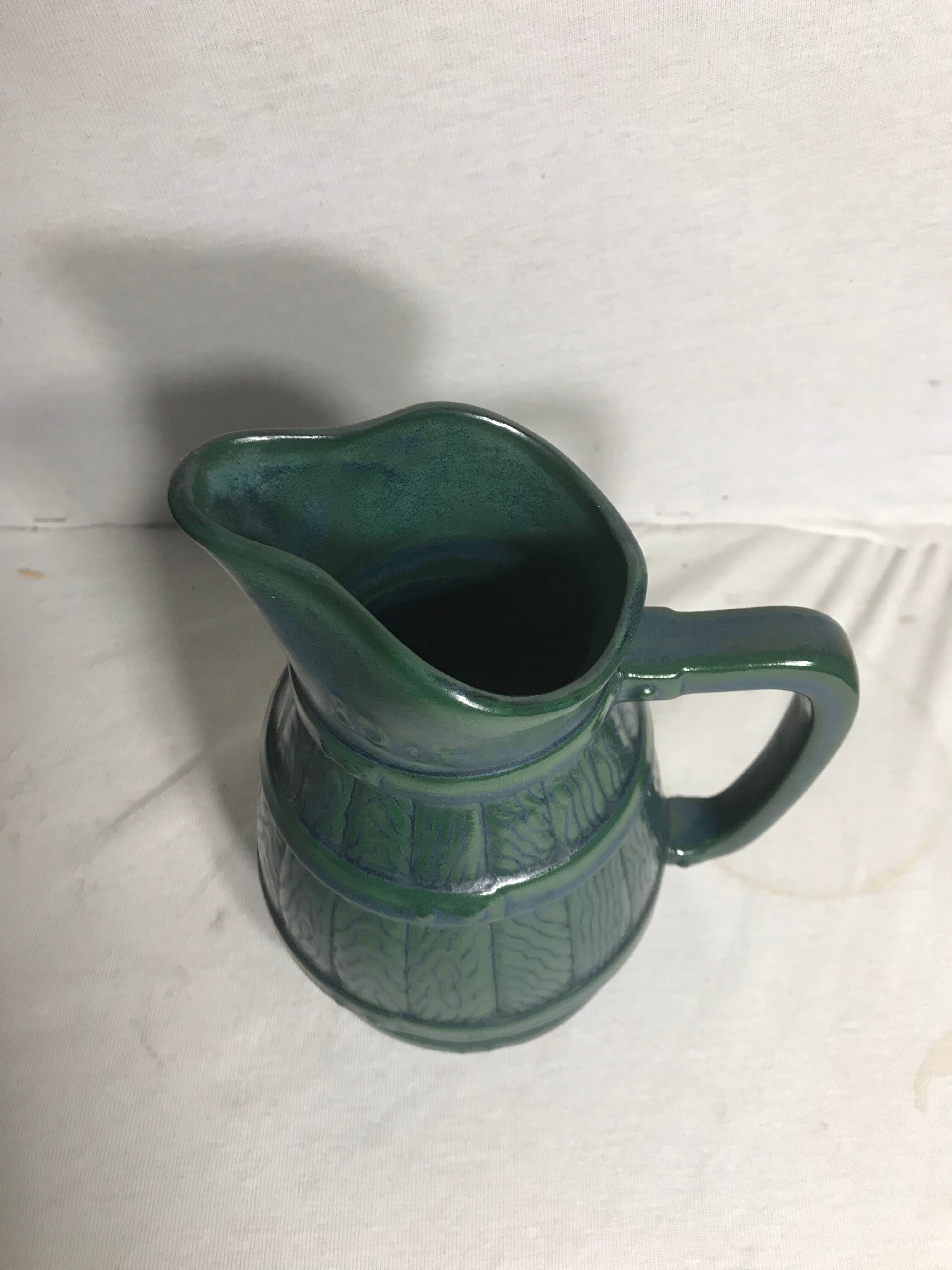 Former pitcher 80cl enamelled ceramic + cove blue green kitchen vintage