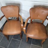 Paire de fauteuils bridge en skai