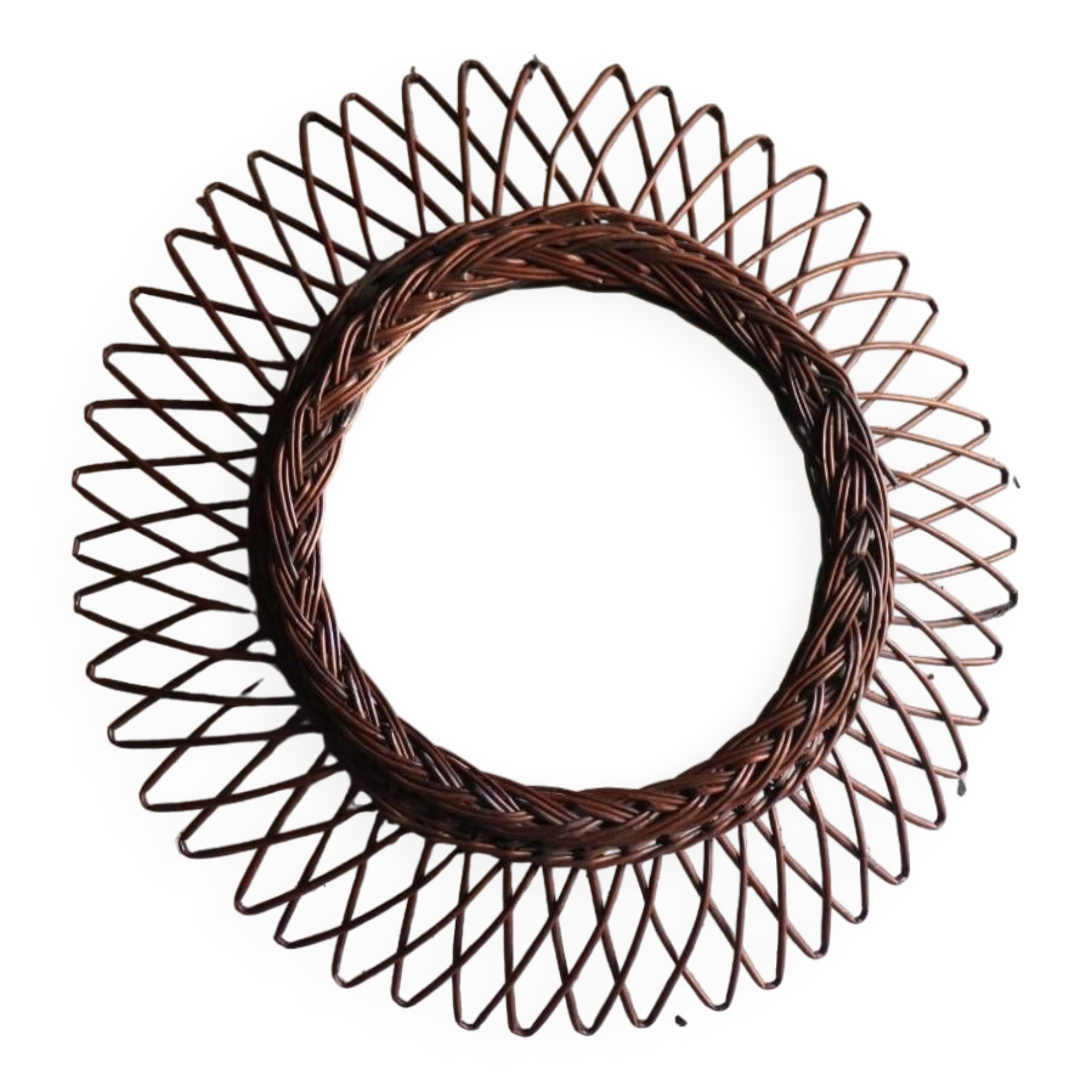 Vintage rattan sun mirror
