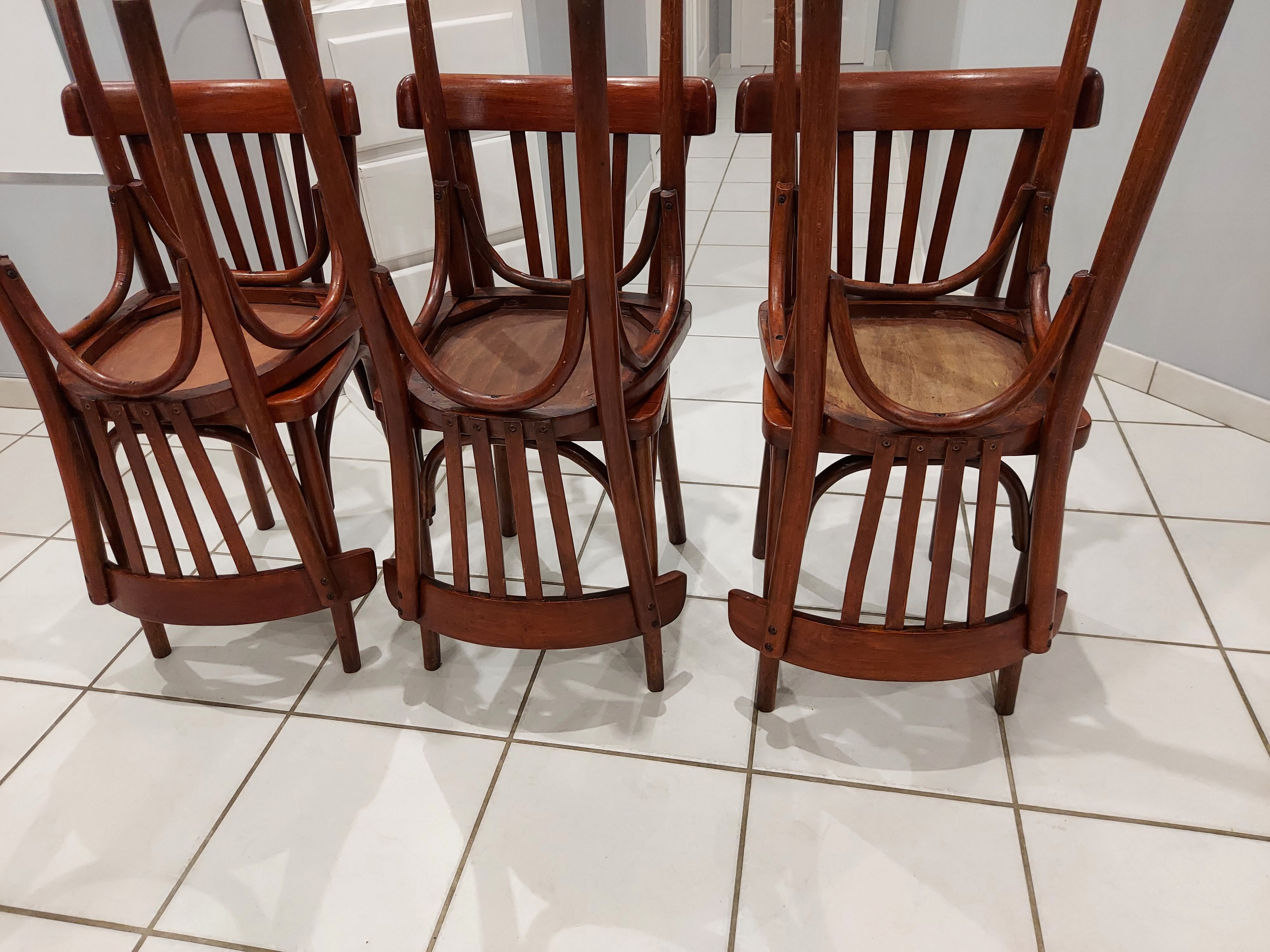 Suite de 6 chaises de Bistrot vintage années 1950