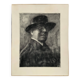 Antique Gentleman Portrait Copper etching By E.Zoir