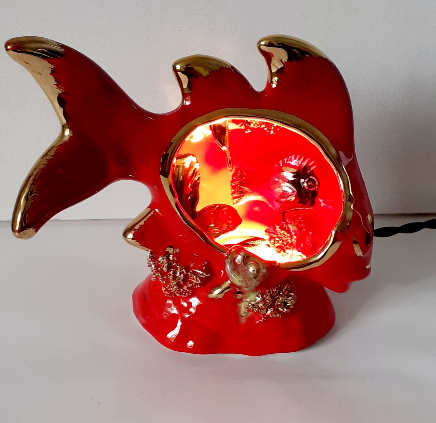 vintage Vallauris fish lamp