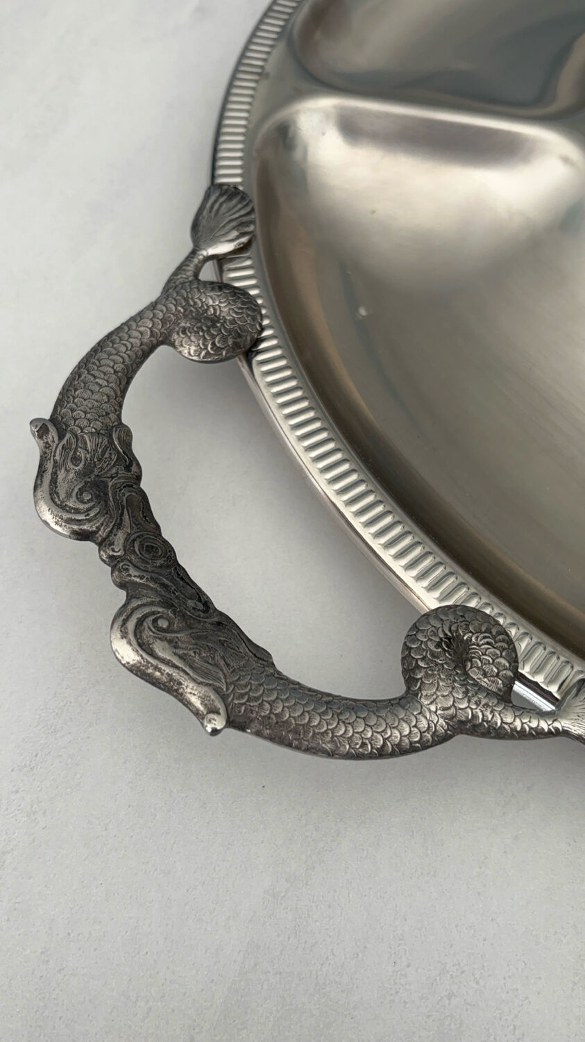 Round plateau Jean Couzon in stainless steel – Vintage design serving dish