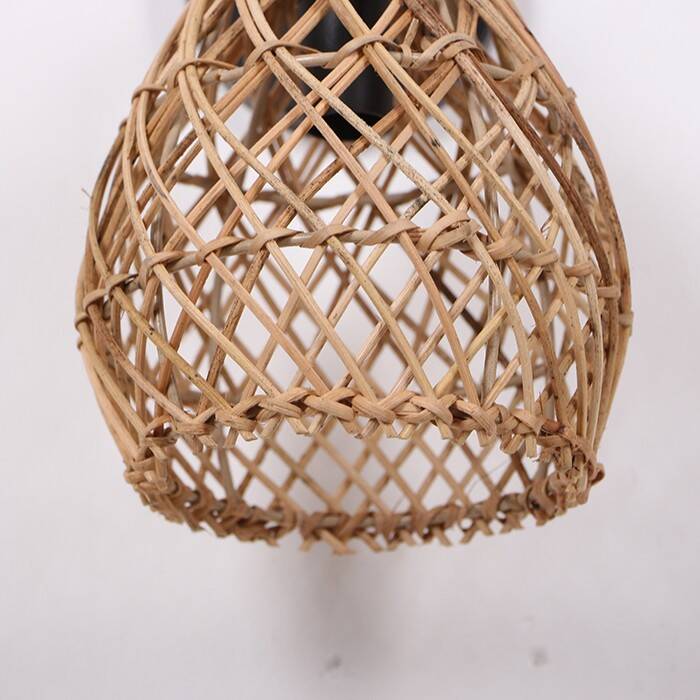 Rattan & Bamboo Classic Sconce Lamp, 15x17Cm