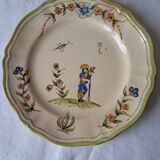 4 Moustiers Longchamp dessert plates. Hand-painted. 1986