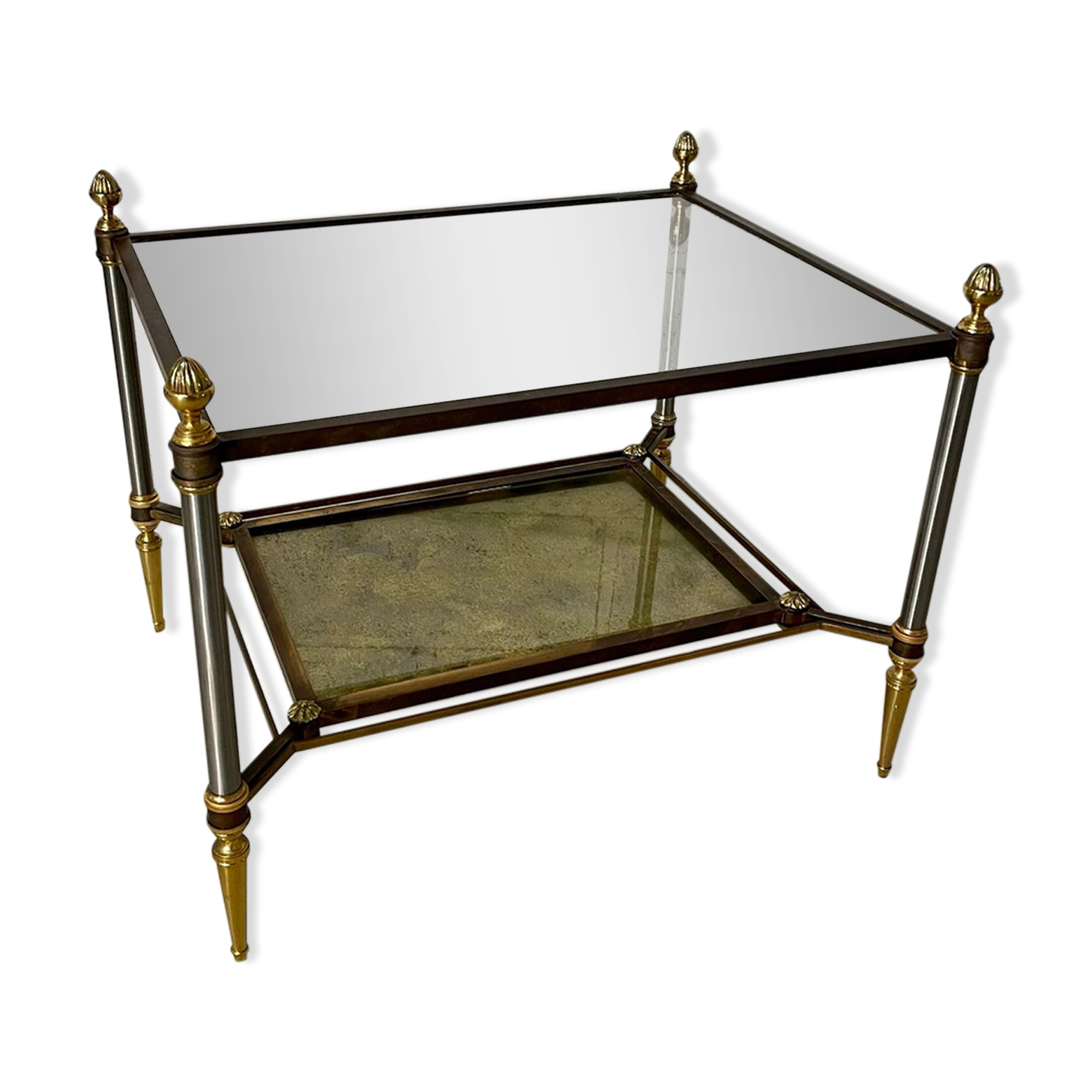 Brass, steel and patinated brass sofa end 1960