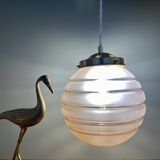 vintage globe pendant light in pink frosted glass