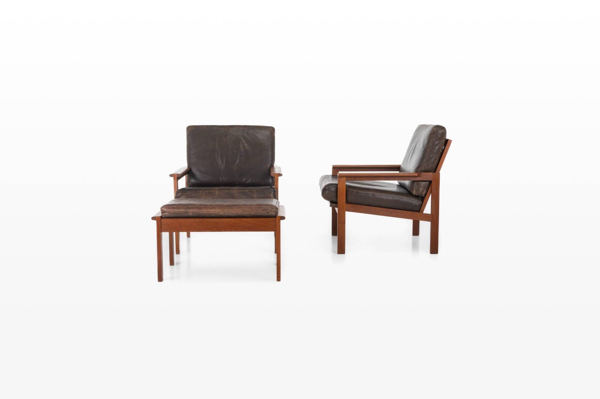 Capella Easy Chairs with Ottoman by Illum Wikkelsø for Nelse Eilersen, Denmark, 1950s, Set of 3