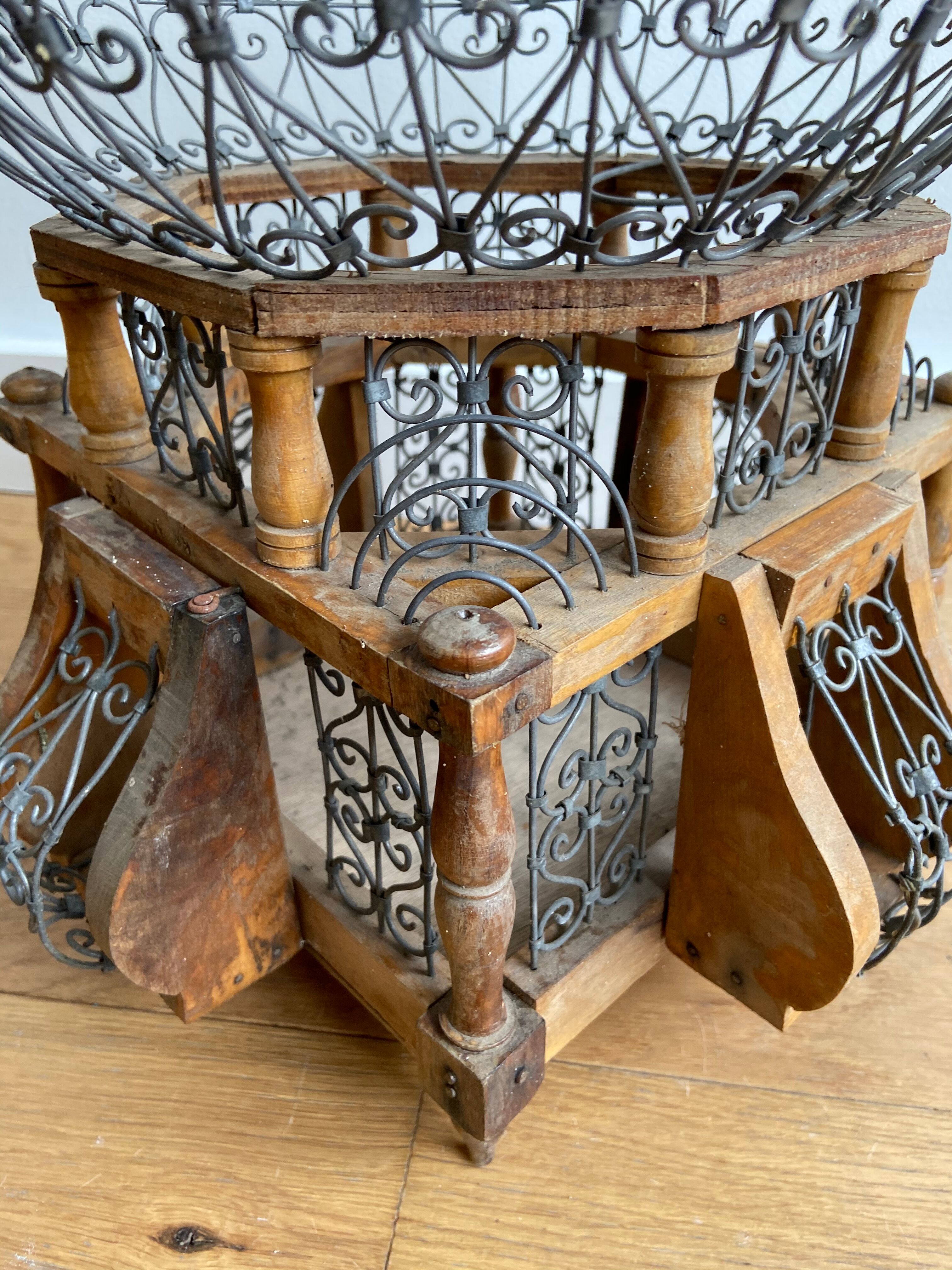 Wooden and metal birdcage
