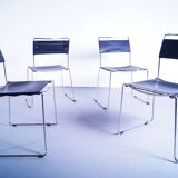 Lot de 4 chaises de salle à manger en cuir Giandomenico Belotti pour Alias