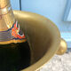 French Brass Cloisonné Style Champagne Bucket with Hand-Painted Fruit