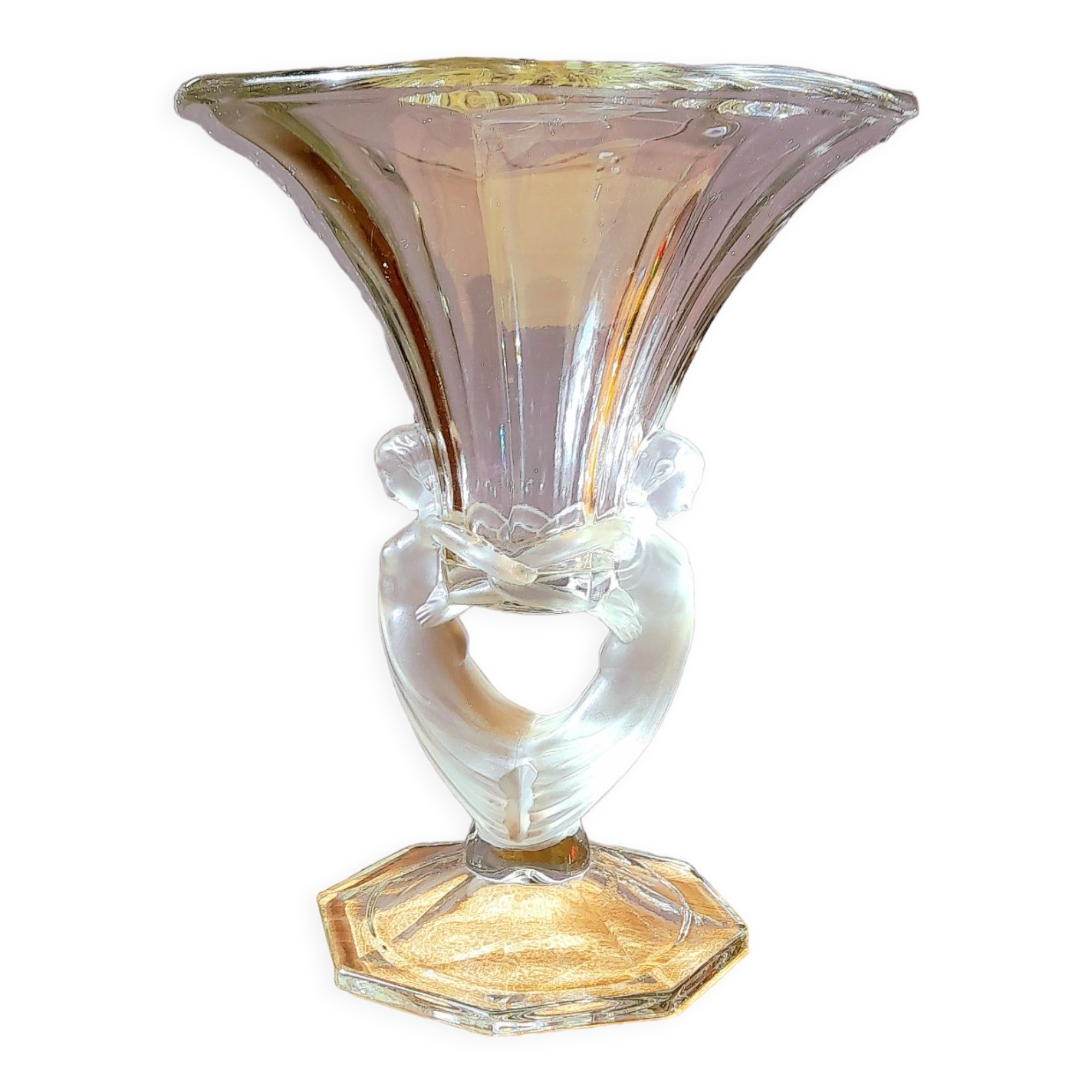 Art Deco pressed glass vase