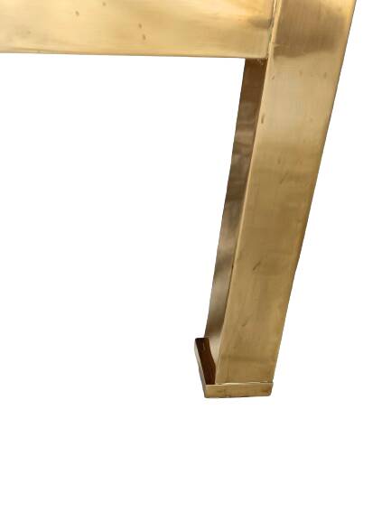 Table basse Guy Lefevre maison Jansen, laiton doré et travertin