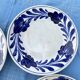 Antique dessert plates Luneville cobalt blue flowers