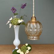 Vintage amber glass tulip pendant light