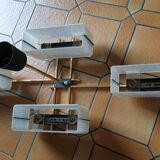 Arlus chandelier 4x2 brass lights prespex 1950/1960 vintage