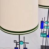 Pair of Mid-century Modern Iron and Glass Table Lamps by Svend Aage Holm Sørensen