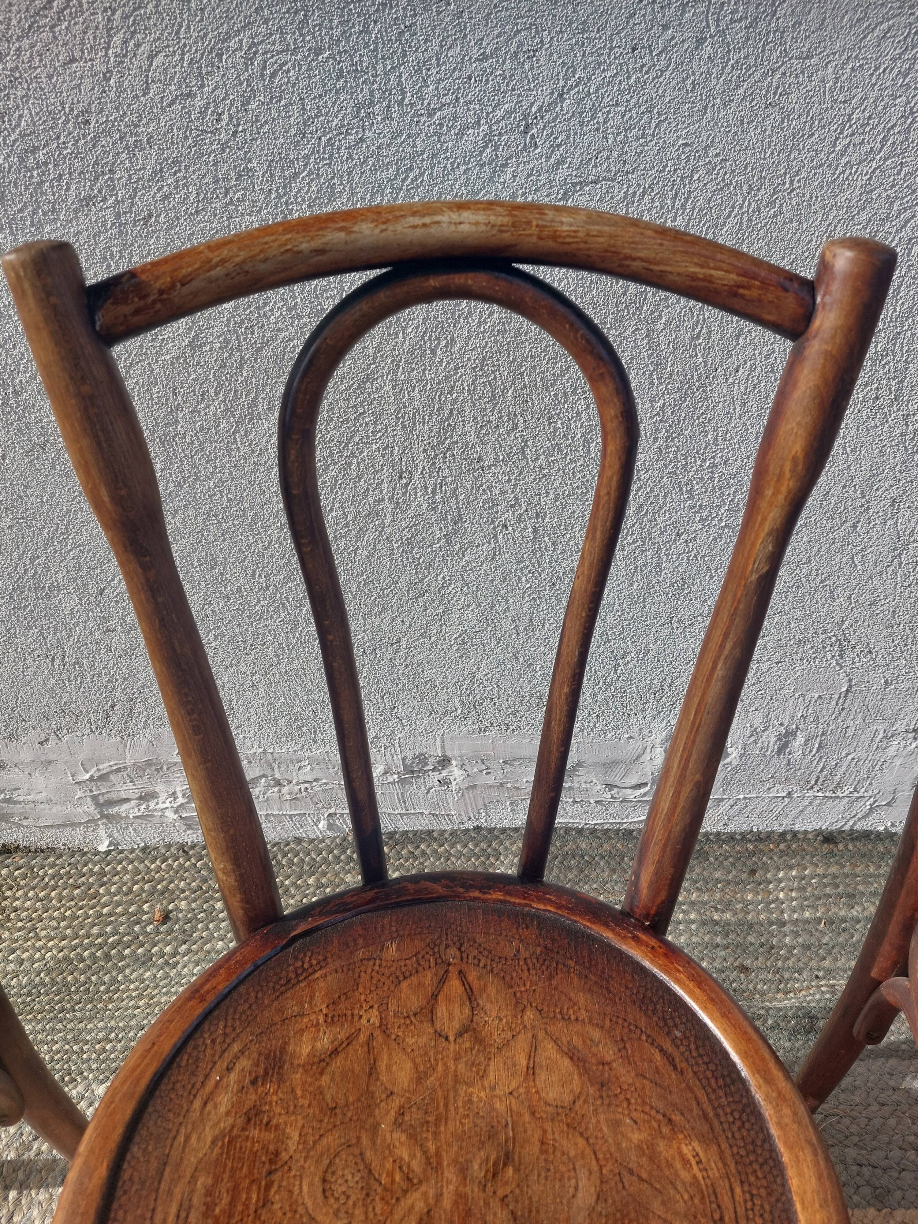 Set of 5 Buchon bistro chairs in curved wood