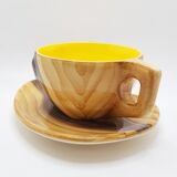Tasse et soucoupe effet bois