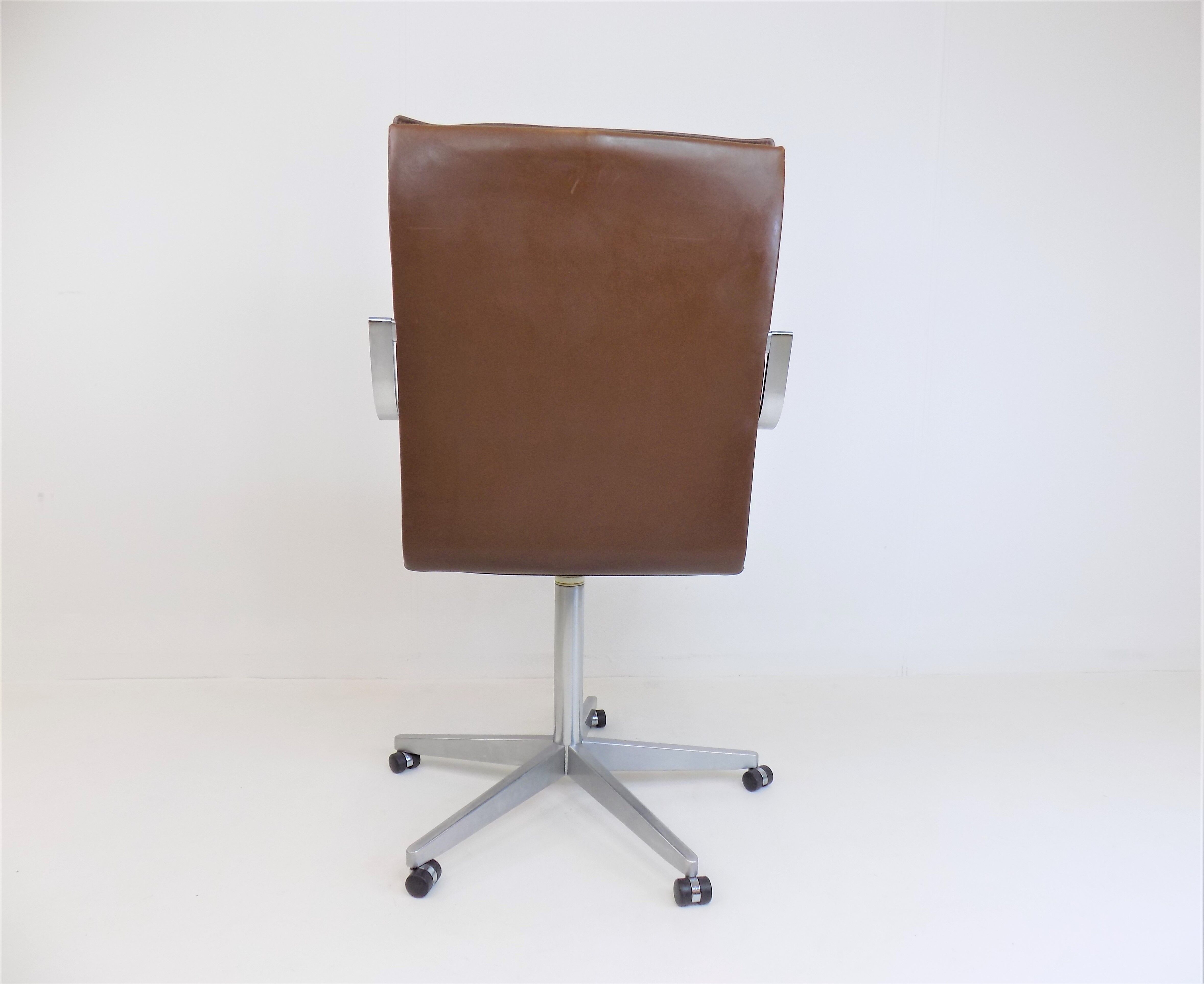 Rudolf Glatzel Leather Office Chair, Knoll