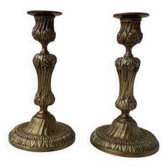 Pair of bronze candlesticks