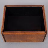 Sheepskin Leather pouf or Ottoman with storage 1970s