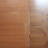 1960s table with teak veneer and glass top + extensions