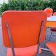 Formica leatherette chair with orange table, vintage 70s Space Age