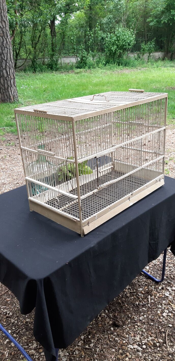large wooden and iron birdcage 1930s