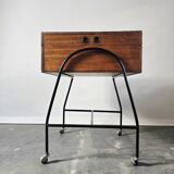 60s Mid-Century Modern Locking Rolling Cabinet / Side Table