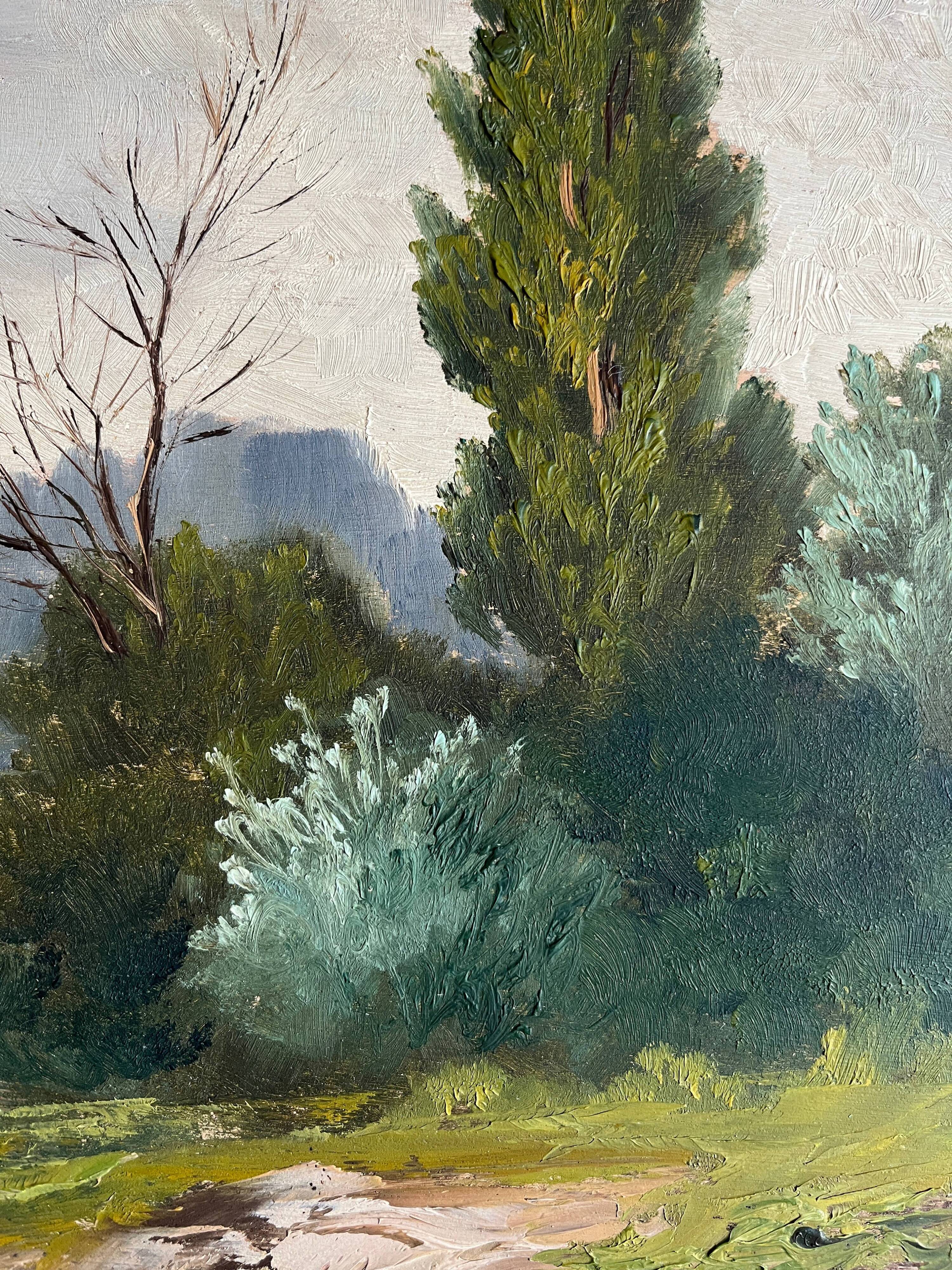 HSP painting "Landscape at the water's edge" signed Marcel Lemagny (20th century)