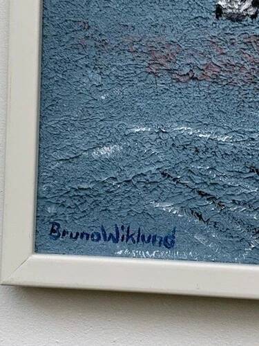 Oil on Canvas “Orrtupparna Samlas” by Bruno Wiklund,Vintage & Framed 61x53cm