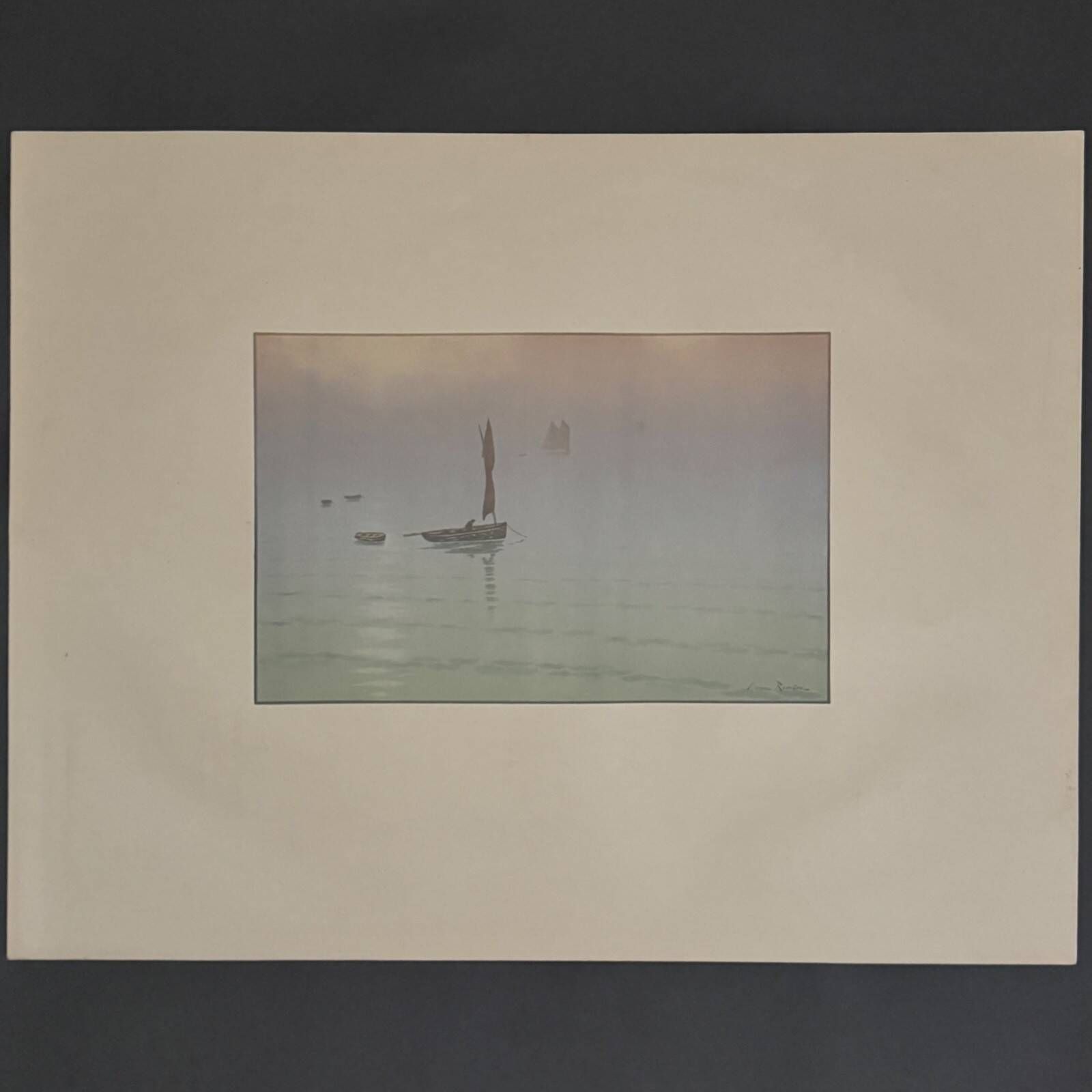 Lithograph by Henri Rivière The Beautiful Land of Brittany - Mist at Sea
