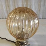 Table lamp with amber glass globe - mid 20th century