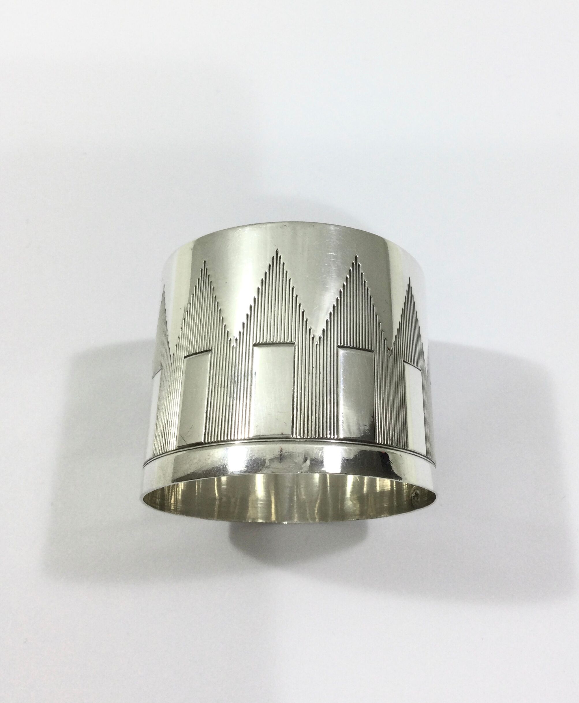 Art Deco silver towel ring