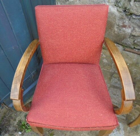 Pair of chairs bridge years 50 wood and fabric