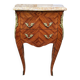 Curved chest of drawers with 2 drawers in rosewood, marble and bronze marquetry, Louis XV style
