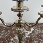 Candlesticks, silver-plated metal, Maison Christofle, pair of candelabras, 3 lights