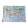 Planisphere world map vintage physics and vegetation