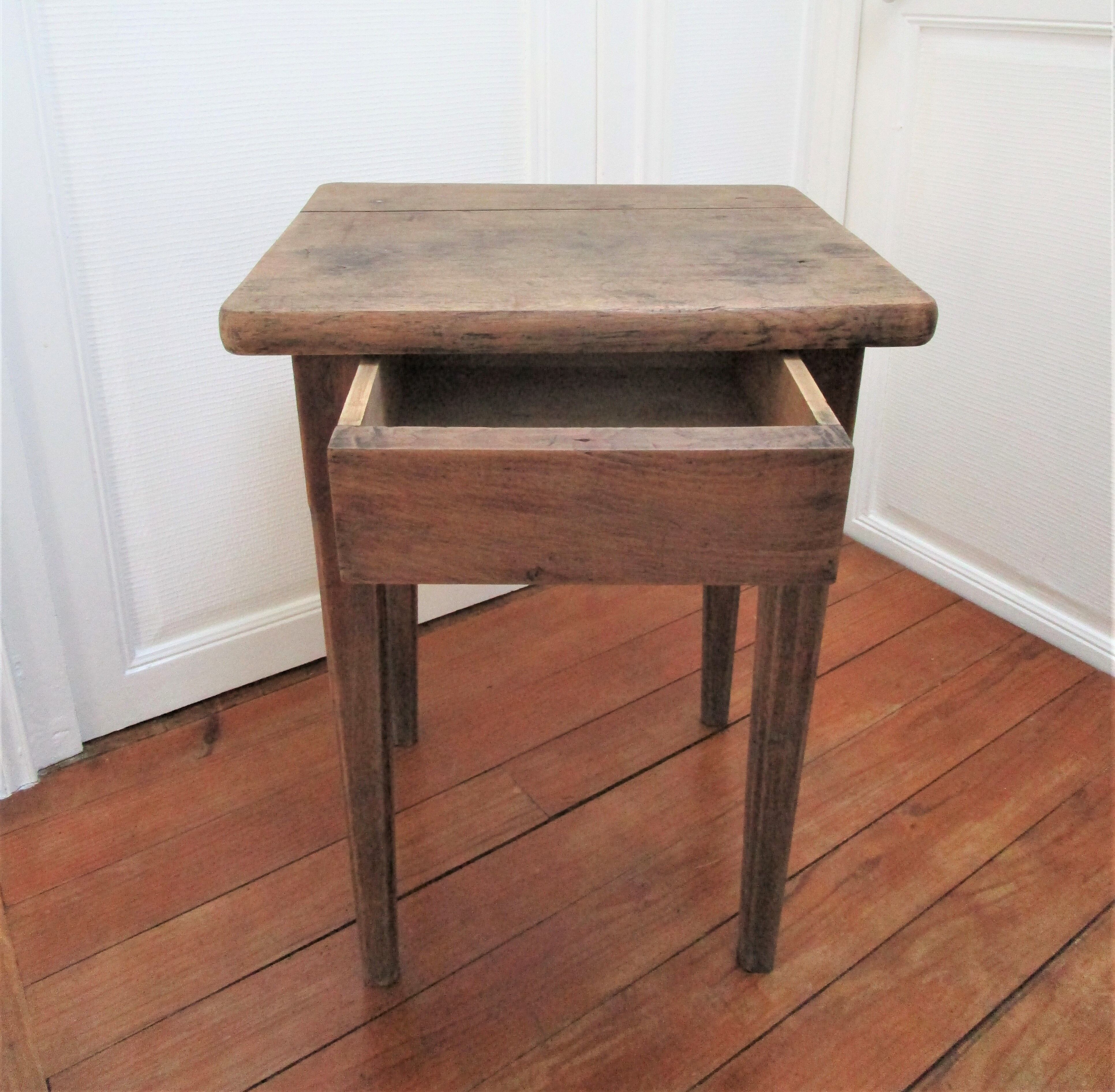 Bedside table solid oak patinated early twentieth century