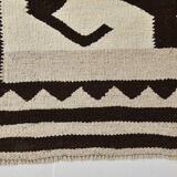 3x11 Kilim Cream & Brown Tribal Kilim Runner Rug, 99x322Cm