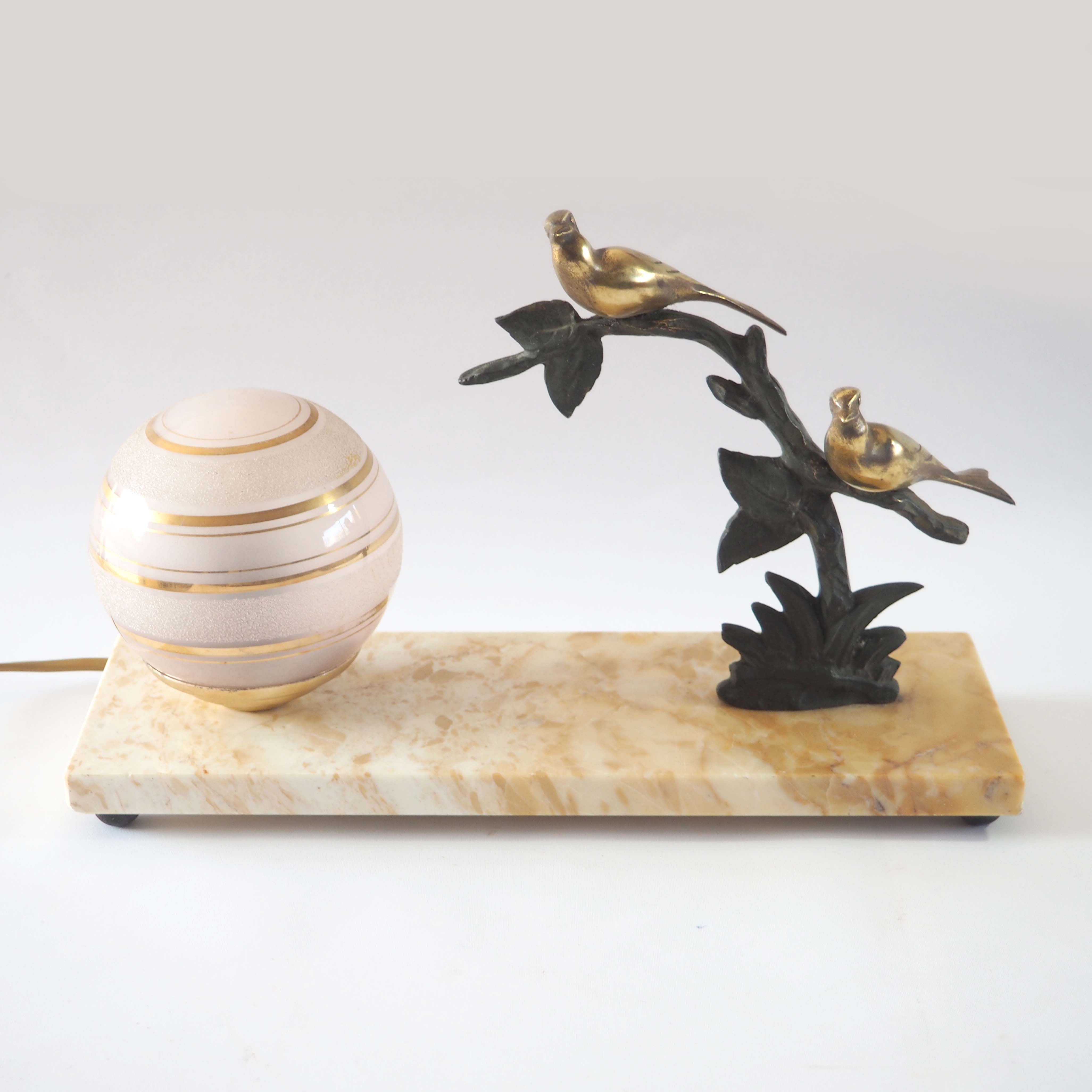 Marble and bronze lamp