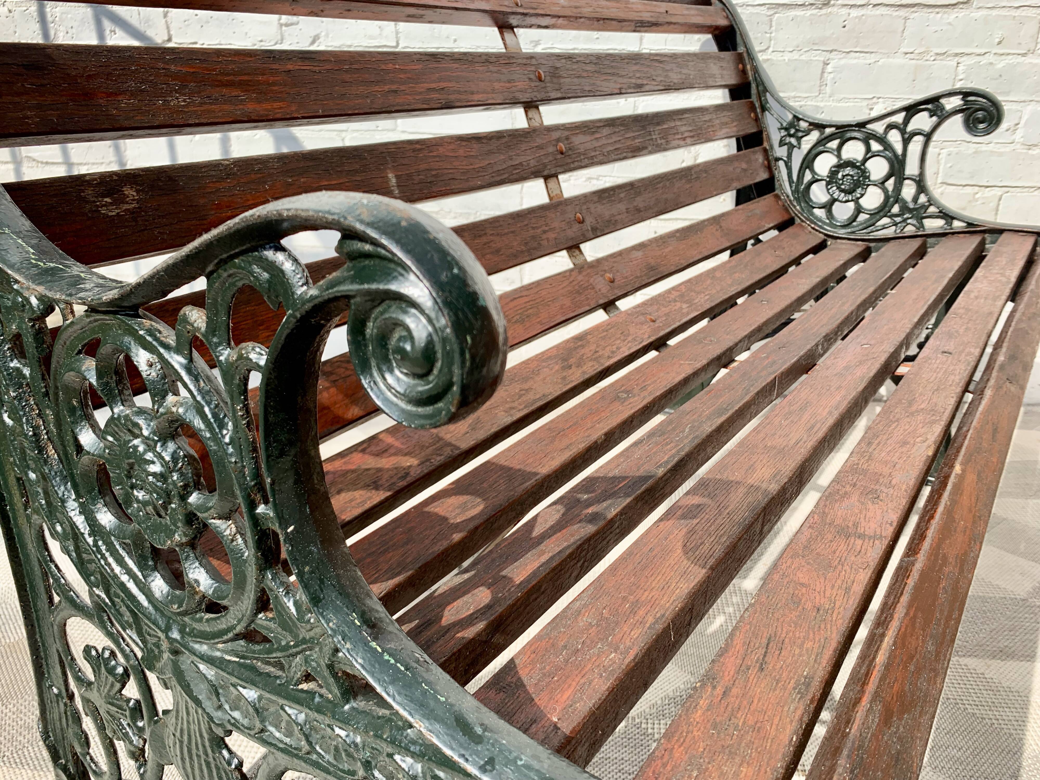 Vintage Victorian Garden Bench Cast Iron Wood #D43