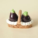 Salt and Pepper Eggplant - Salt and Pepper Shaker Barbotine - Table Decoration