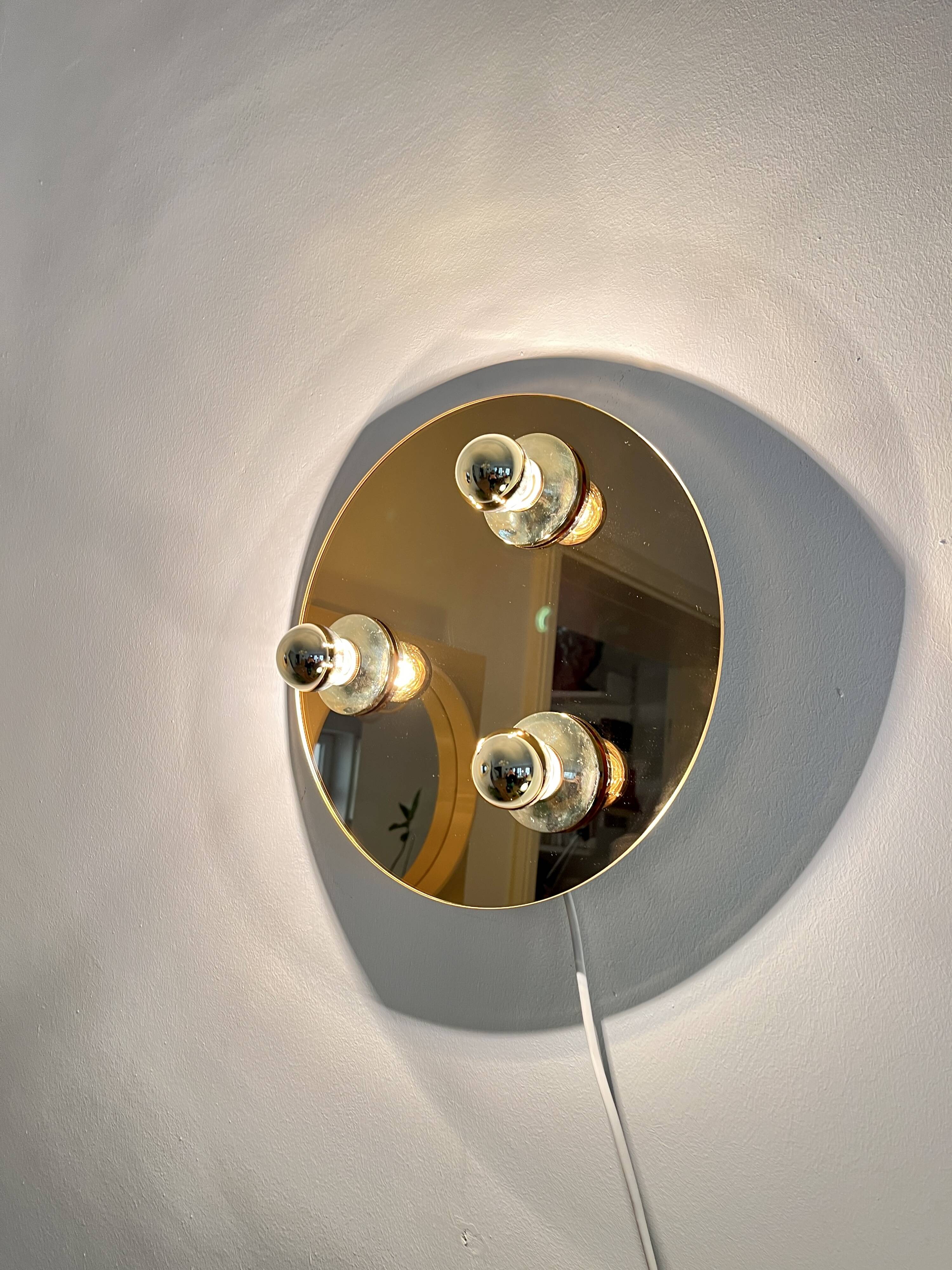 Vintage Pop Art Space Age Bronze mirrored Wall Lamp, Eglo, Germany, 1980s